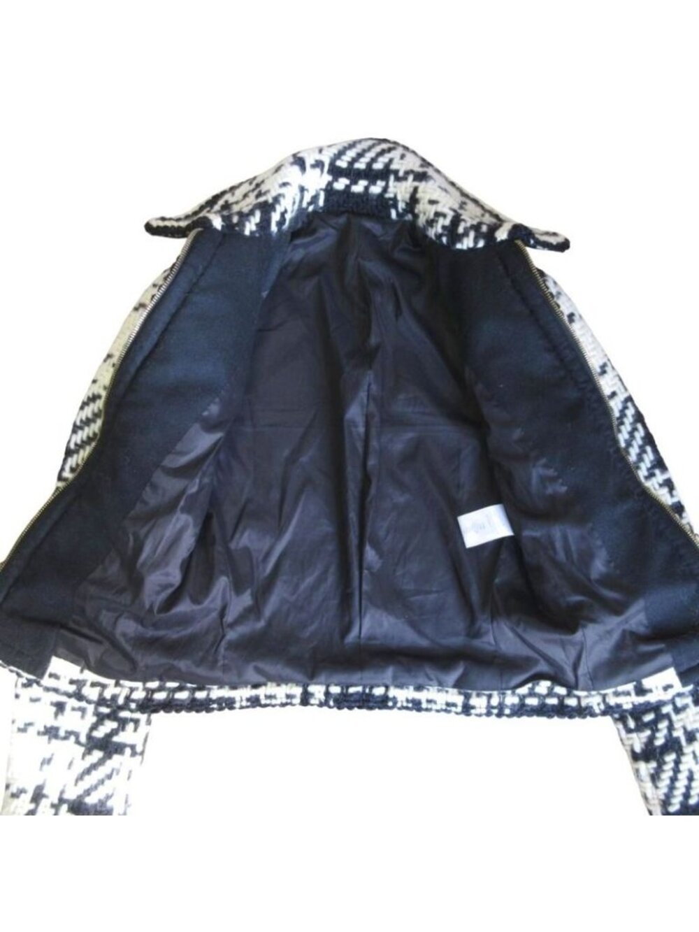 ★SOLD★ Celine Wool Tweed Short Jacket Macadam Logo Knit Blouson Check White - Picture 6 of 9